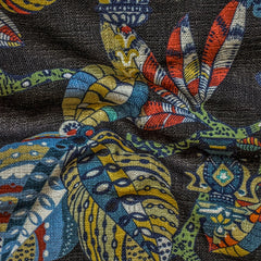 Black, Red, Green Printed Cotton Fabric by the Yard