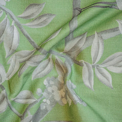 Green, White, Gray Printed Cotton Fabric by the Yard