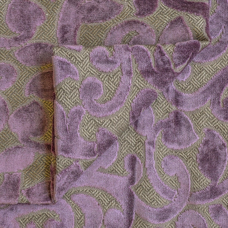 Purple Jacquard Velvet Fabric by the Yard