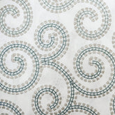 Ivory, Teal Cotton Embroidery Fabric by the Yard