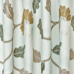 Ivory, Mustard Cotton with Embroidery Fabric by the Yard