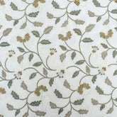 Ivory, Mustard Cotton with Embroidery Fabric by the Yard