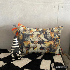 Twilight Ember - Black & Orange Jute Decorative Lumbar Pillow Cover