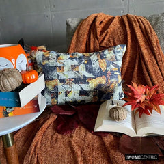 Twilight Ember - Black & Orange Jute Decorative Lumbar Pillow Cover