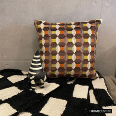 Orange Shapes - Orange Velvet Decorative Throw Pillow Cover