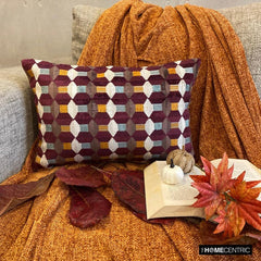 Burgundy Rhythms - Burgundy Velvet Decorative Lumbar Pillow Cover