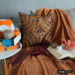 Orange Illusion - Orange Art Silk Throw Pillow Cover