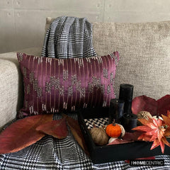 Cynosure - Purple Jacquard Decorative Lumbar Pillow Cover