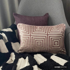 Webweave Wonder - Brown & Beige Velvet Decorative Lumbar Pillow Cover