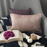 Webweave Wonder - Brown & Beige Velvet Decorative Lumbar Pillow Cover