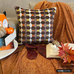 Orange Shapes - Orange Velvet Decorative Throw Pillow Cover