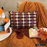 Burgundy Rhythms - Burgundy Velvet Decorative Lumbar Pillow Cover