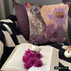 Flora N Fauna - Purple Velvet Throw Pillow Cover