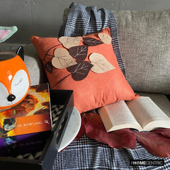 Spring Leaves - Rust Faux Suede Throw Pillow Cover