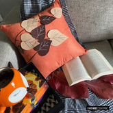 Spring Leaves - Rust Faux Suede Throw Pillow Cover