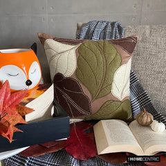 Leafy Collection - Brown Faux Suede Throw Pillow Cover