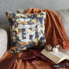 Maze Noir - Black Burlap Throw Pillow Cover