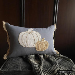 Gray Linen Decorative Lumbar Pillow Cover - Pumpkin Burlap