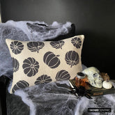 Black Jacquard Decorative Lumbar Pillow Cover - Pumpkin Eclipse
