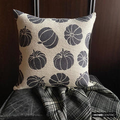 Black Jacquard Decorative Throw Pillow Cover - Noir Pumpkin