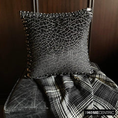 Crystal Black Mosaic - Black Velvet Decorative Throw Pillow Cover
