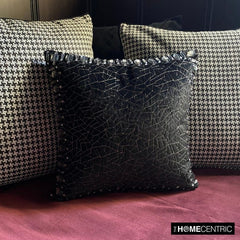 Crystal Black Mosaic - Black Velvet Decorative Throw Pillow Cover