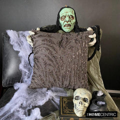 Raving Night - Charcoal Gray Linen Decorative Throw Pillow Cover