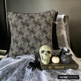 Sanity Illusions - Black Jacquard Silk Throw Pillow Cover