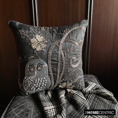 Night Owls - Black Art Silk Decorative Throw Pillow Cover