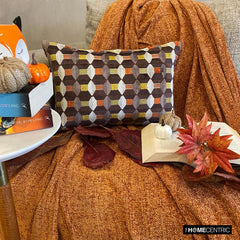 Orange Rhythms - Orange Velvet Decorative Lumbar Pillow Cover