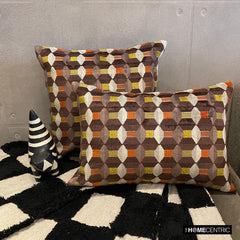 Orange Rhythms - Orange Velvet Decorative Lumbar Pillow Cover