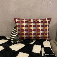 Burgundy Rhythms - Burgundy Velvet Decorative Lumbar Pillow Cover