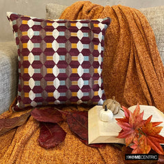 Burgundy Shapes - Burgubdy Velvet Decorative Throw Pillow Cover