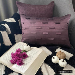Plum Stripe - Art Silk Plum Decorative Decorative Lumbar Pillow Cover