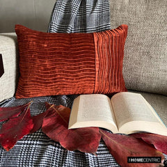 Equilibrium - Rust Velvet Decorative Lumbar Pillow Cover