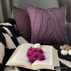 Purple Circuit - Plum Art Silk Throw Pillow Cover