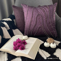 Purple Circuit - Plum Art Silk Throw Pillow Cover