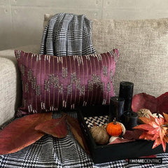 Cynosure - Purple Jacquard Decorative Lumbar Pillow Cover