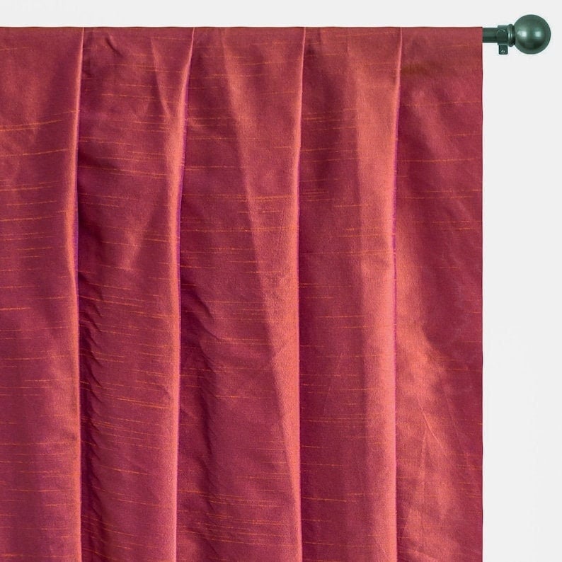 Rust And Purple Art Silk Curtain Panels
