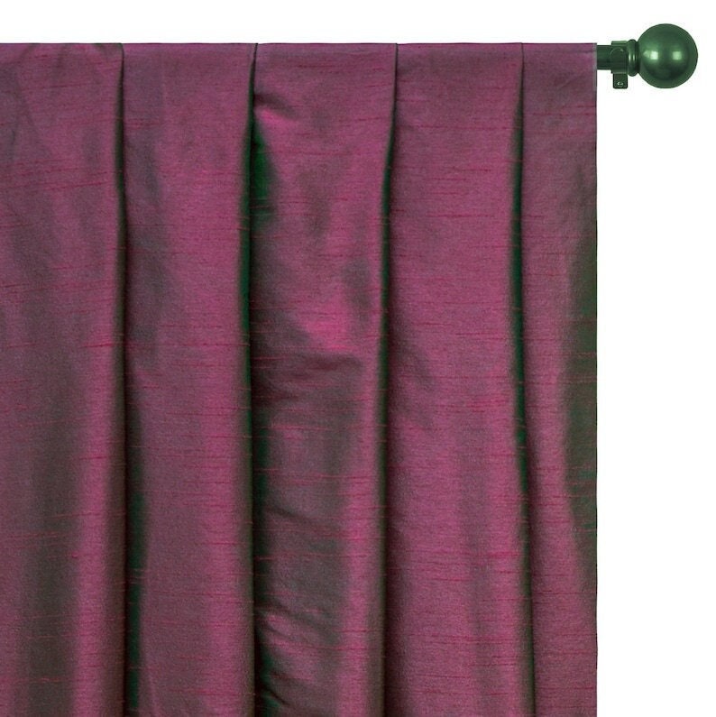 Fuchsia And Green Art Silk Curtain Panels