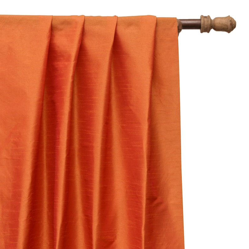 Orange Art Silk Curtain Panels