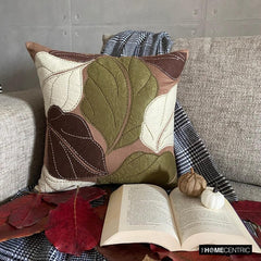 Leafy Collection - Brown Faux Suede Throw Pillow Cover
