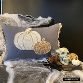 Gray Linen Decorative Lumbar Pillow Cover - Pumpkin Burlap
