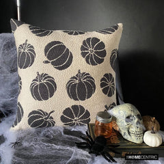 Black Jacquard Decorative Throw Pillow Cover - Noir Pumpkin