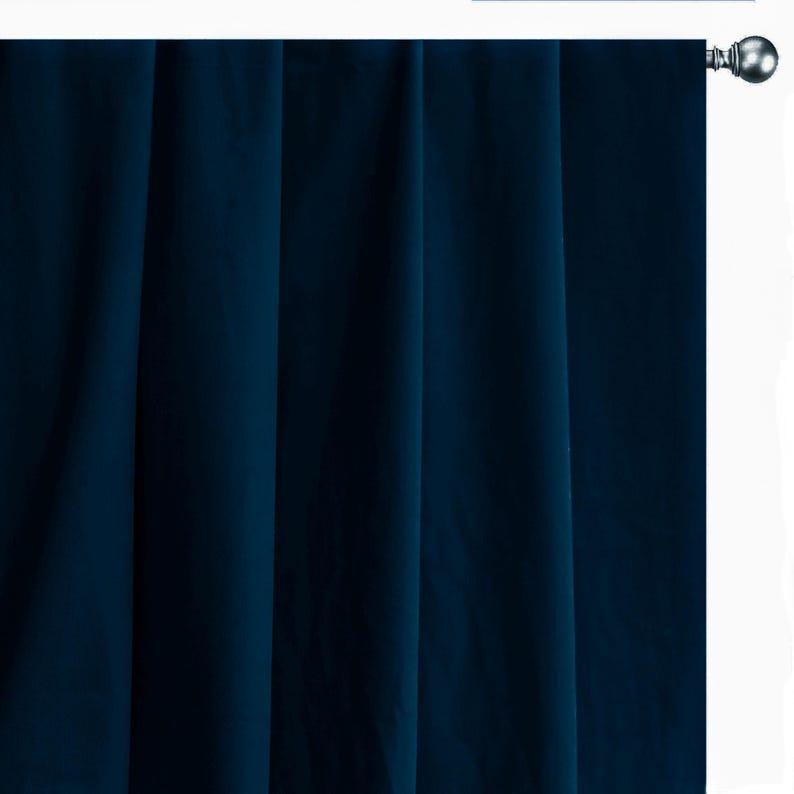 Navy Blue Velvet Curtain Panels