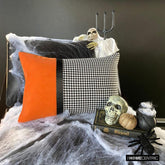 Hexed Hound - Black & Orange Jacquard, Faux Leather Decorative Lumbar Pillow Cover