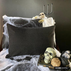 Polka Haunt - Black Velvet Decorative Lumbar Pillow Cover