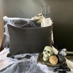 Polka Haunt - Black Velvet Decorative Lumbar Pillow Cover