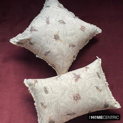 Beige Cotton Decorative Lumbar Pillow Cover - Night Crawlers