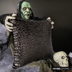 Crystal Black Mosaic - Black Velvet Decorative Throw Pillow Cover